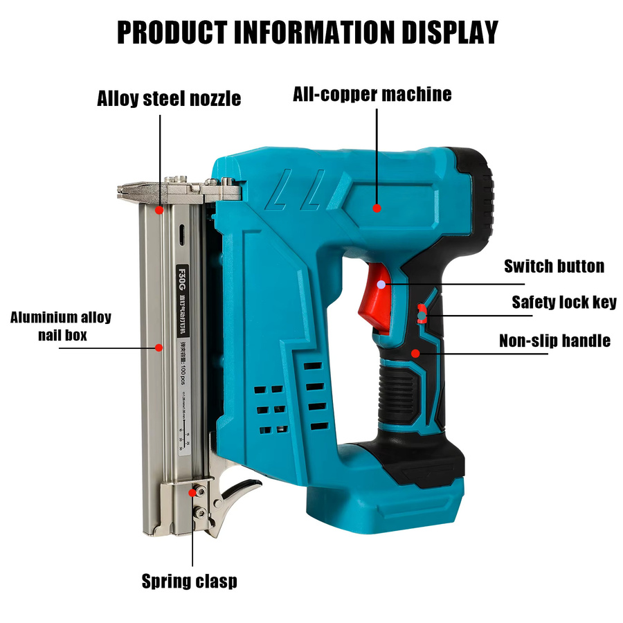 Makita F30 Akku-Nagelpistole Kabelloser Tacker für Makita-Akkus in Blau - Bild 3