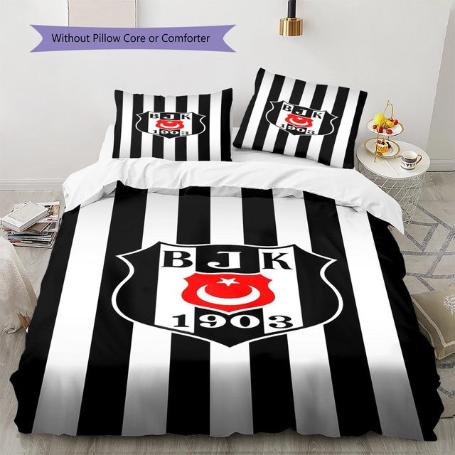 NuanSue Home Bettwäsche Set Beşiktaş Logo Muster in Schwarz mit 1 Bettbezug und 2 Kissenbezügen, B/H: 200 x 220 cm - Bild 1