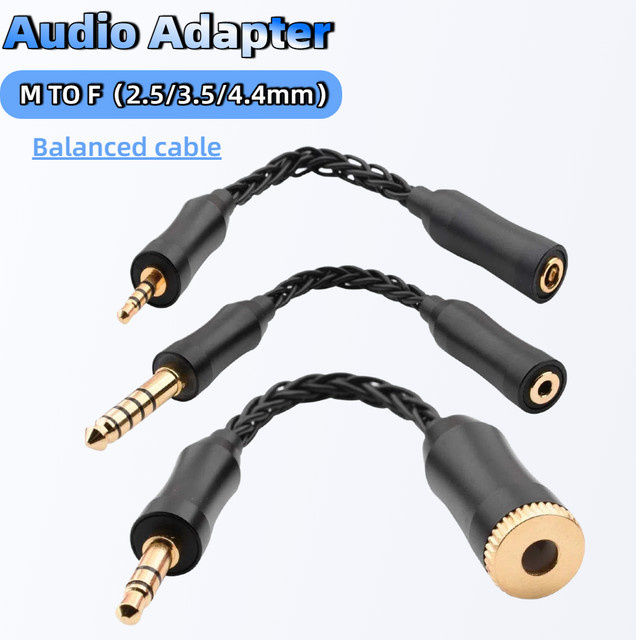 FDBOY Symmetrischer Audio-Adapter Schwarz, 2,5/3,5/4,4 mm Stecker auf Buchse für Kopfhörer-Konvertierung - Bild 1