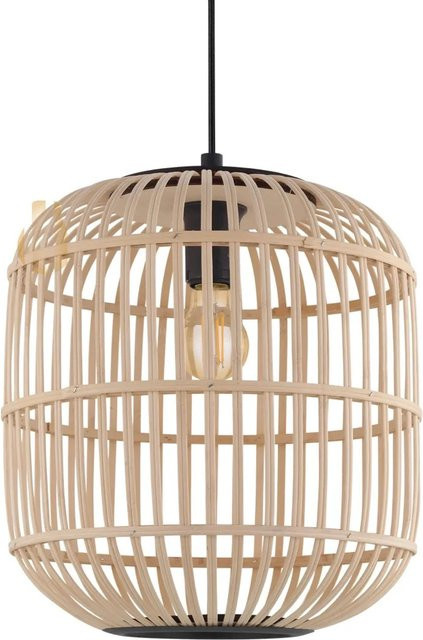 Eglo Hängeleuchte Bordesley in Schwarz und Braun aus Stahl und Holz im Vintage-Design mit E27 Fassung - Bild 1