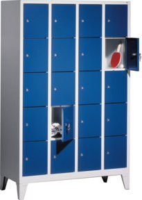 C+P Fächerschrank Classic auf Füßen mit 20 Fächern, Front Enzianblau und Korpus Lichtgrau, H: 185,0 cm, B: 119,0 cm, T: 50,0 cm - Bild 1