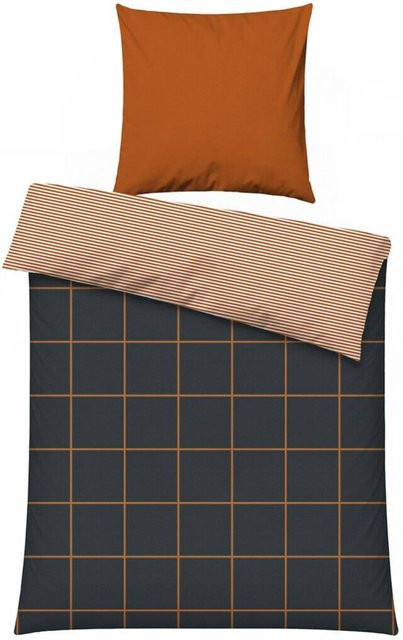 L'Essentiel Linge de Maison Bettwäsche Set aus Baumwolle Renforce in Blau oder Braun mit Bettbezug und Kissenbezug, B/H: 135 x 200 cm und 80 x 80 cm - Bild 1