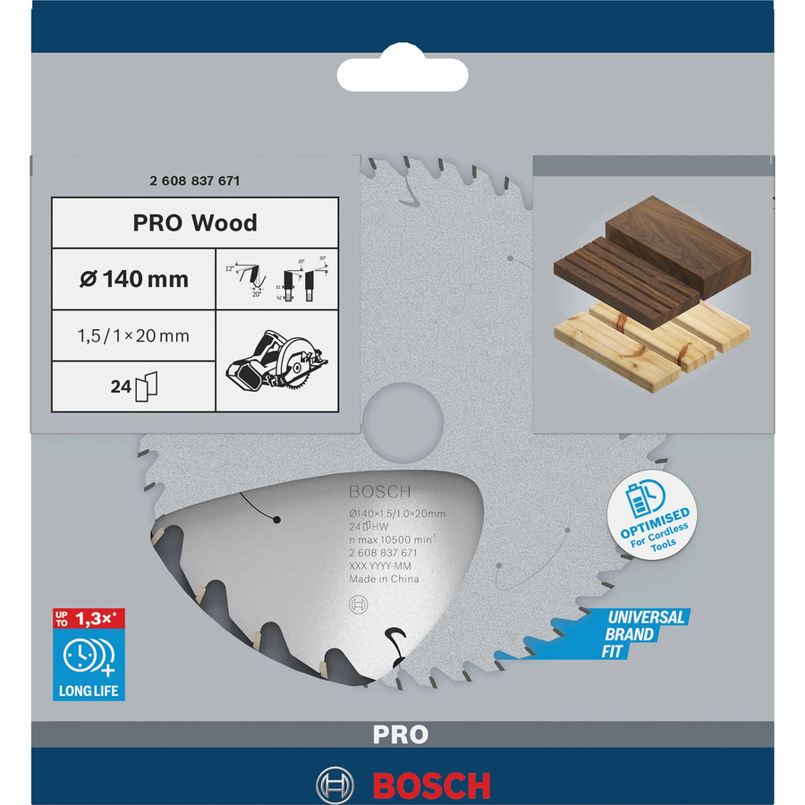 Bosch Hartmetall Kreissägeblatt für Holz, Farbe: Silber, Durchmesser: 140 mm, Bohrung: 20 mm, 24 Zähne - Bild 2
