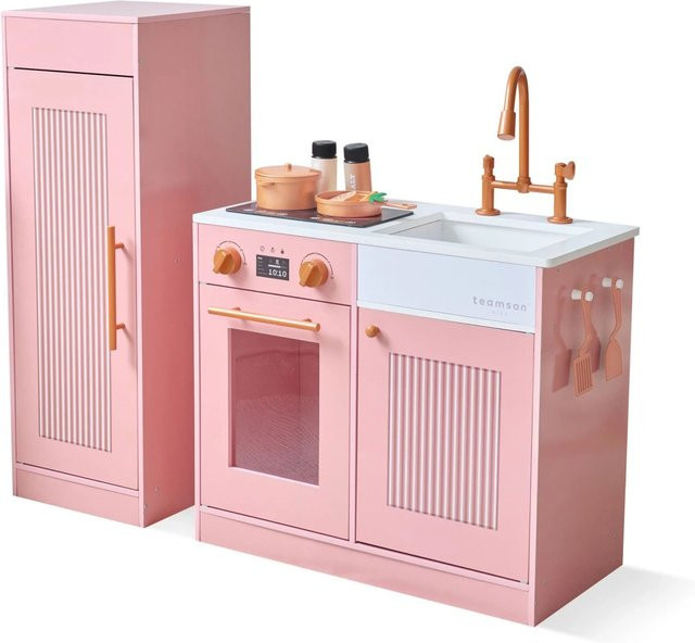 Teamson Kids Little Chef Chester Kinderküche aus Holz in Pfirsich mit Zubehör - Bild 1