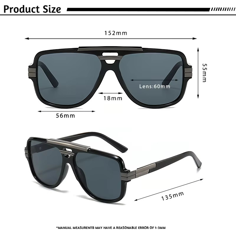 CATERSIDE Sonnenbrille, quadratisch, Vollrand, schwarz, Unisex - Bild 3