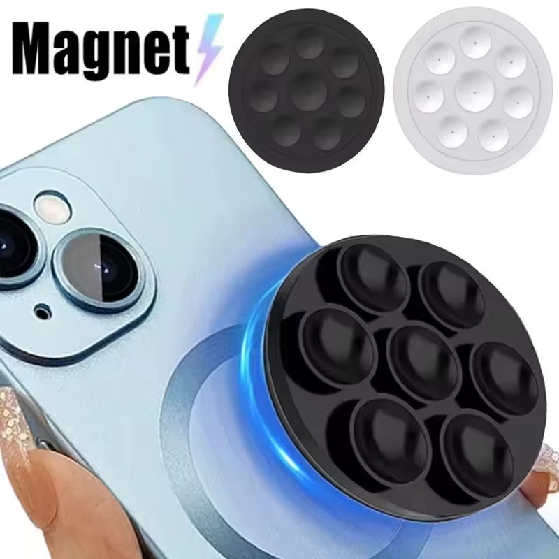 Magnetische Silikon-Handyhalterung mit Saugnapf als universeller Mini-Handyständer in Weiß - Bild 2