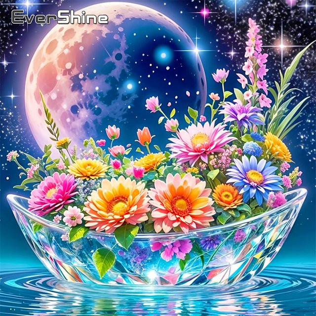 EverShine Diamond Painting Set Chrysantheme Blume mit Quadratischen Mosaik Steinen in Mehrfarbig - Bild 1