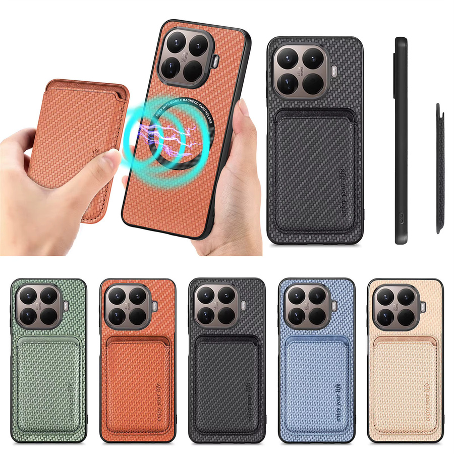 Magnetische 2-in-1 Handyhülle aus Kohlefaser-Leder mit abnehmbarem RFID-Kartenhalter für Xiaomi 17T Pro, 15T Pro, Mi 15T und 17T in Grün - Bild 5