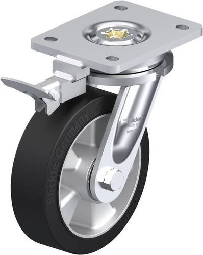 Blickle Lenkrolle LO-ALEV 160K-RI4 mit Feststeller in Schwarz und Grau, Rad-Durchmesser: 160 mm, Tragfähigkeit: 400 kg - Bild 1