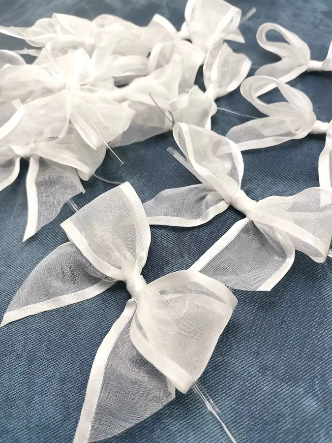 RIBBON HOUSE Organza-Schleifen für Mädchen in Weiß, 30 Stück, Breite: 11 cm - Bild 6
