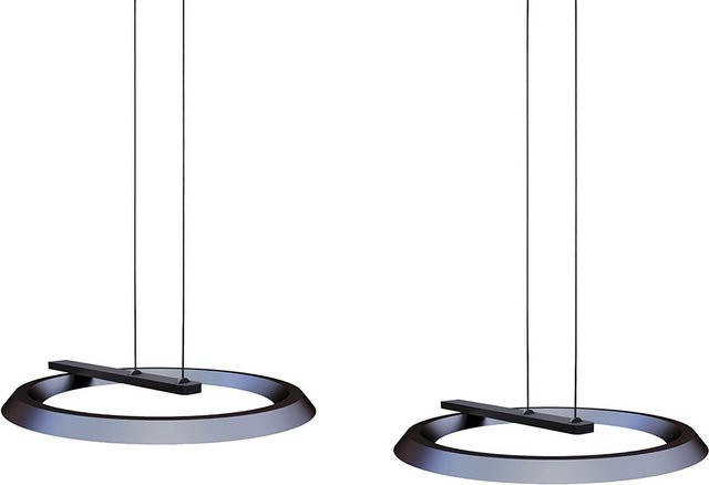 Oligo Yano One LED-Pendelleuchte 2-flammig mit Tunable White (2200K - 5000K), Baldachin Weiß matt und Kopf Basalt/Schwarz, dimmbar und höhenverstellbar - Bild 1