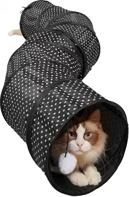 CAWAYI KENNEL Katzentunnel S-Form, Katzenspielzeug, zusammenklappbar - Bild 1