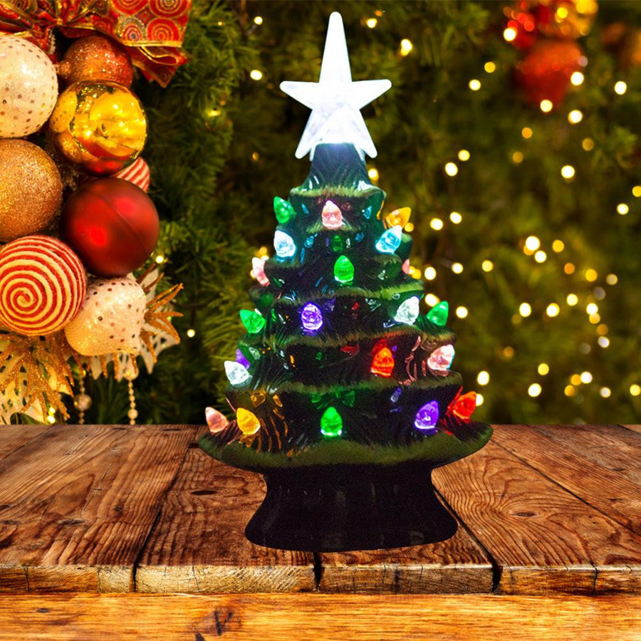 Beleuchteter Keramik-Weihnachtsbaum von DIYelecs in Multicolour, Tischdekoration für Weihnachten, Höhe: 18,8 cm - Bild 5