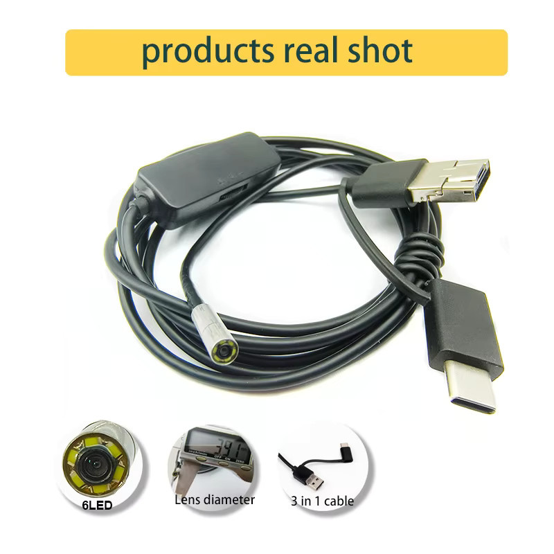 CEYYOR Elektronisches Endoskop mit 1 MP Weitwinkel-Kamera, 3,9 mm Durchmesser, IP67 wasserdicht, 1,5 m Softcord und USB Typ-C, Schwarz - Bild 2