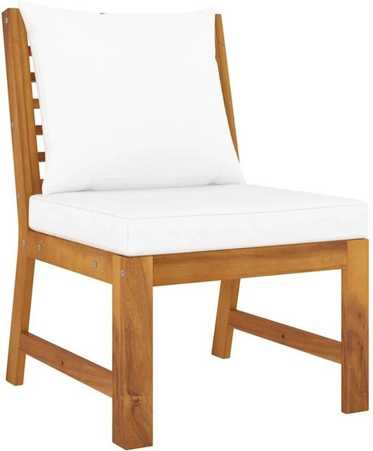 vidaXL Modular-Mittelsofa aus Akazienholz mit cremeweißen Kissen aus Polyester - Bild 1