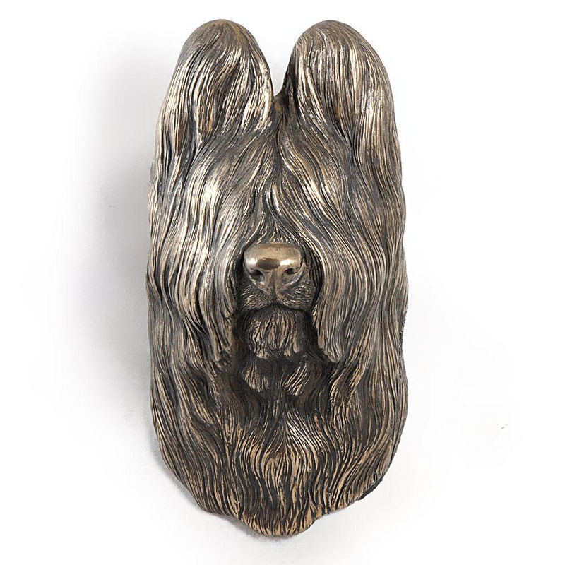 Art-Dog Briard Berger de Brie Hundestatue als hängende Büste in Braun aus Kunstharz und Metall - Bild 7