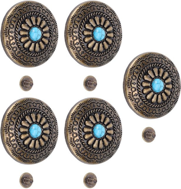 GoolRC Zierschrauben Set mit Blumen-Motiv und Nieten in Blau und Türkis, Durchmesser: 30 mm, inklusive 4,5 mm PH Schrauben, Farbe: Bronze - Bild 1