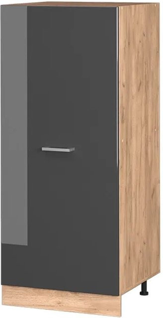 Vicco R-Line Küchenhochschrank in Anthrazit Hochglanz und Eiche mit Goldakzenten, B/T/H: 60 x 57 x 143 cm - Bild 1