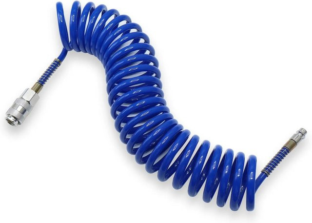 CCLIFE Druckluftschlauch Spiralschlauch in Blau, 5 Meter, 1/4 Zoll für Kompressor und Werkstatt - Bild 1