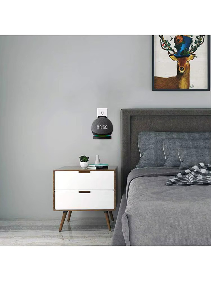 VODOOL Wandhalterung aus Kunststoff für Echo Dot 5 und 4 in Schwarz zur Kabelverwaltung und platzsparenden Aufbewahrung - Bild 5