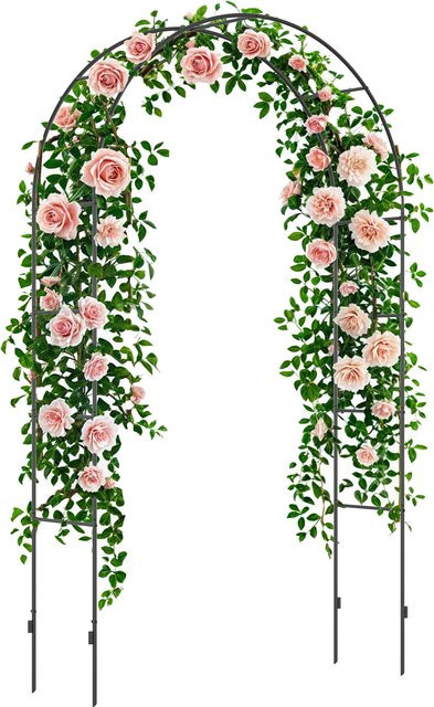 Outsunny Rosenbogen aus Metall mit Spitze Struktur in Schwarz, B/T/H: 140 x 40 x 240 cm - Bild 1