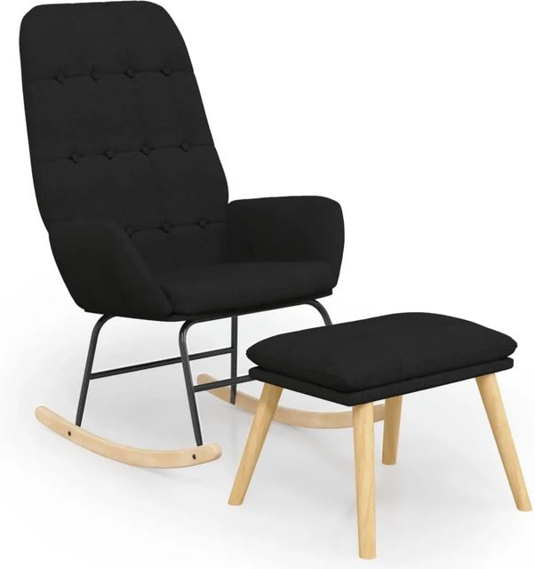 vidaXL Schaukelsessel mit Hocker Modell 3 in Schwarz aus Stoff und Holz - Bild 1