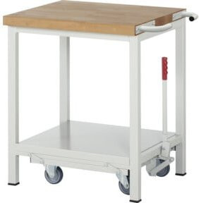 RAU Werkbank Serie 8000, fahrbar und absenkbar, Grau, B: 75 cm, T: 70 cm, H: 88 cm - Bild 1