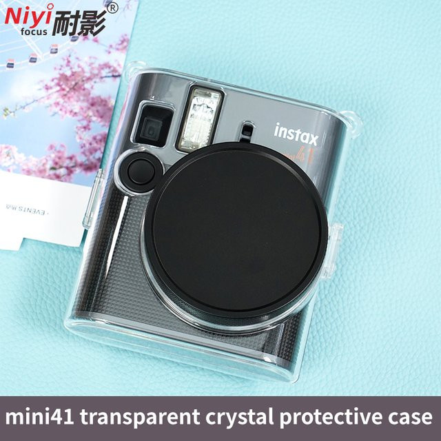 Fujifilm Mini41 Kameratasche aus transparentem PC-Material mit Schultergurt für Polaroid Instax EVO in Pink - Bild 1