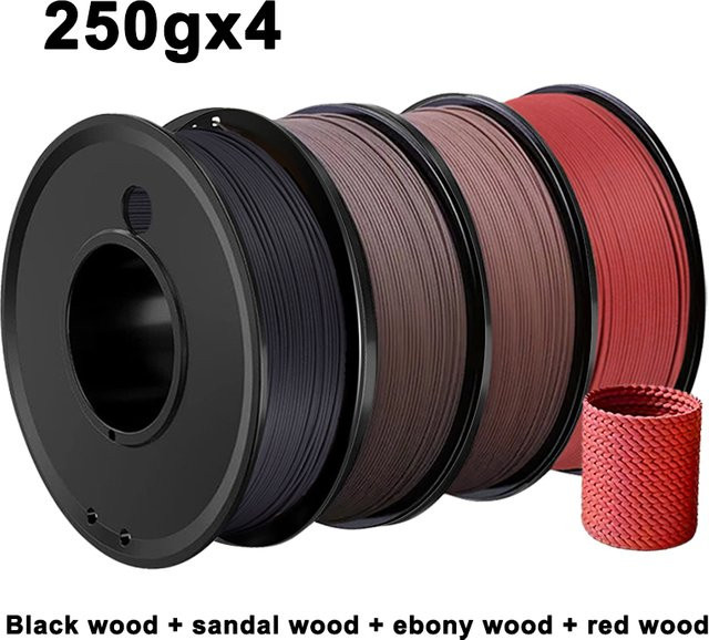 3D Maliang PLA Filament 1,75 mm Schwarzes Holz in 4er Packung, 1 kg (4 x 250 g) - Bild 1