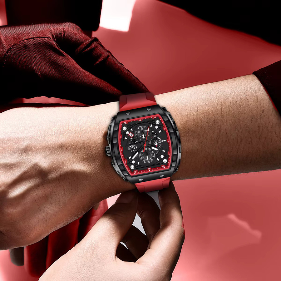 LIGE Chronograph Armbanduhr, Quarz, Schwarz, Edelstahl, Herren - Bild 5