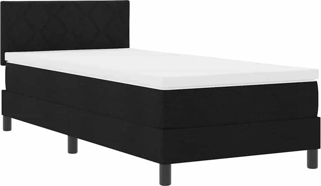 vidaXL Boxspringbett mit Matratze Schwarz aus Stoff, B/T/H: 100 x 200 x 203 cm - Bild 1