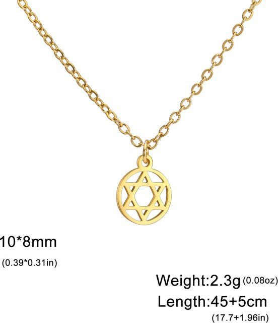 Halskette Davidstern, Edelstahl, Gold, Damen, 45-50cm - Bild 1