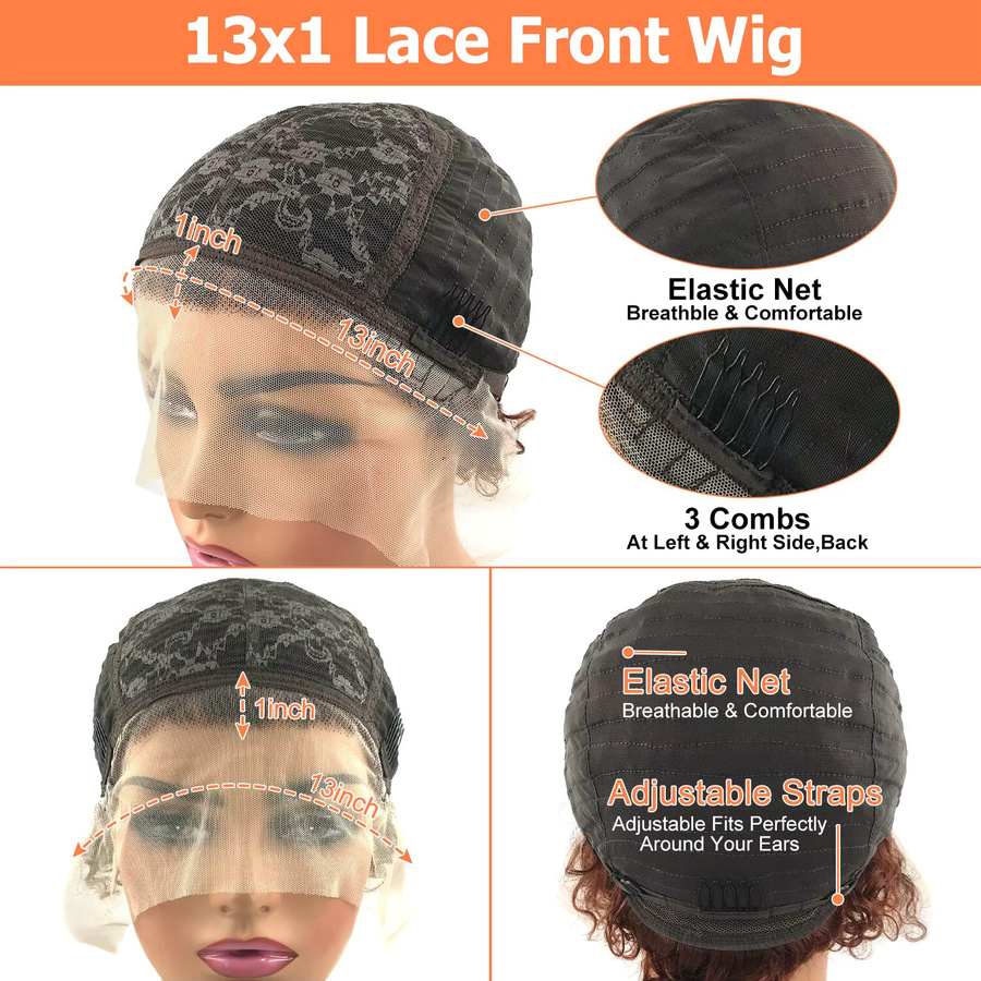 Lolely Dream Lockige Bob Pixie Cut Echthaar-Perücke, 180% Dichte - Bild 4