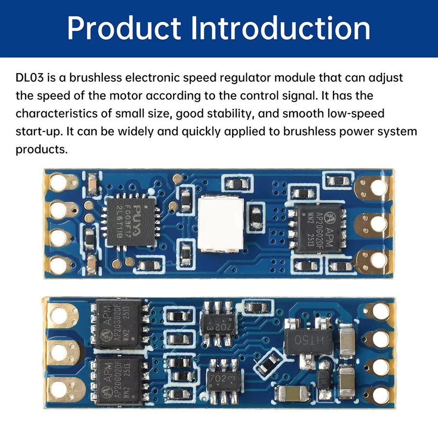 Aideepen DL03 Bürstenloser ESC Controller PWM Motor Treiberplatine für RC Modelle, Blau, Kompatibel mit 1104 1106 1306 Motoren, 2S-3S DC5V-16V 8A - Bild 3