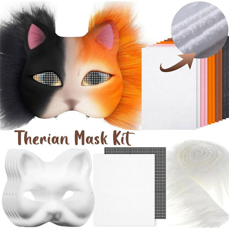 DIY Weißer Zellstoffmasken-Therian-Masken-Set Tier Fuchs Katzenmaske - Bild 1
