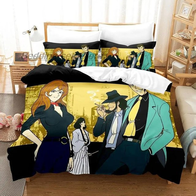 Lupin The 3rd Bettwäsche-Set mit 3D-Anime-Print, Mehrfarbig, Material Mikrofaser Polyester, B/H: 200 x 200 cm - Bild 1