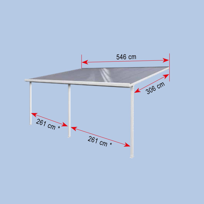 Scobalit Terrassendachbausatz aus Aluminium und Polycarbonat mit Regenrinne, Farben: Weiß oder Anthrazit, B/T/H: 546 x 306 x 261 cm - Bild 1