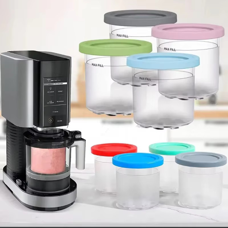 Ninja Ersatz-Eiscreme-Pint-Becher mit Verschlussdeckel für NC299AMZ und NC300s Serie, transparent/rot - Bild 3