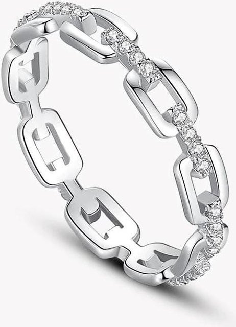 Huitan Gliederringe, Kupfer, Silber, Zirkonia, Unisex - Bild 1
