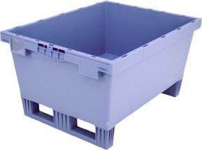 Bito Mehrwegbehälter mit Deckel, Bügel und Kufe MB 86321D in Taubenblau mit Doppelboden, B/T/H: 80 x 60 x 32,3 cm - Bild 1