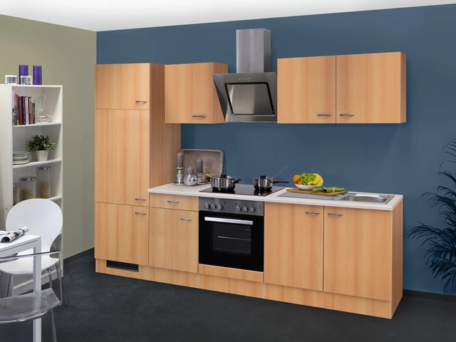 Flex-Well Classic Küchenzeile Nano in Buche Nachbildung, Farbe Braun, Breite: 270 cm, Höhe: 200 cm, Tiefe: 57 cm - Bild 1