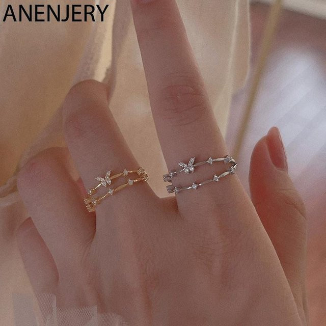Anenjery Ring, Silber, Zirkonia, Schmetterling, Damen - Bild 1