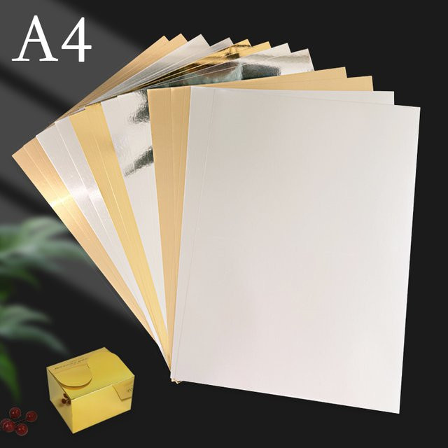 Tonpei Bastelpapier Set A4 Gold und Silber, 20 Stück, 250g, einseitig glänzend für DIY und Laserdruck - Bild 1