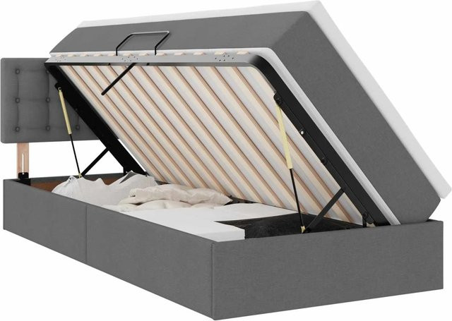 vidaXL Aufbewahrungsbett mit Matratze und Lift-up-Funktion, Grau, B/T/H: 100 x 200 x 203 cm - Bild 1