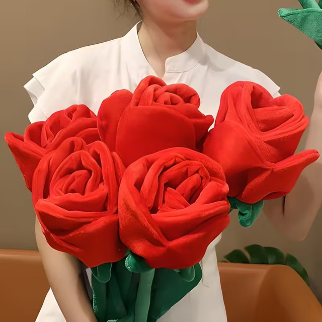 Roter künstlicher Rosenstrauß aus Stoff für deine Heimdekoration, Höhe: 85,09 cm - Bild 1