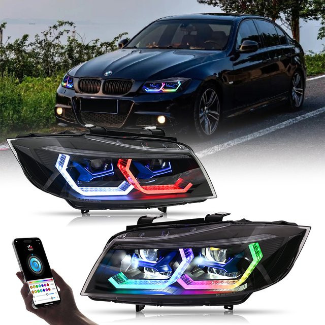COOLCMP Paar Projektorlinsen HID Xenon Emark Scheinwerfer-Einheit für BMW 3er Serie E90 E91 2005-2012 - Bild 1