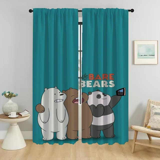We Bare Bears Raumvorhänge 2er Set, halbtransparent, Türkis, Breite: 50 cm, Höhe: 70 cm - Bild 1