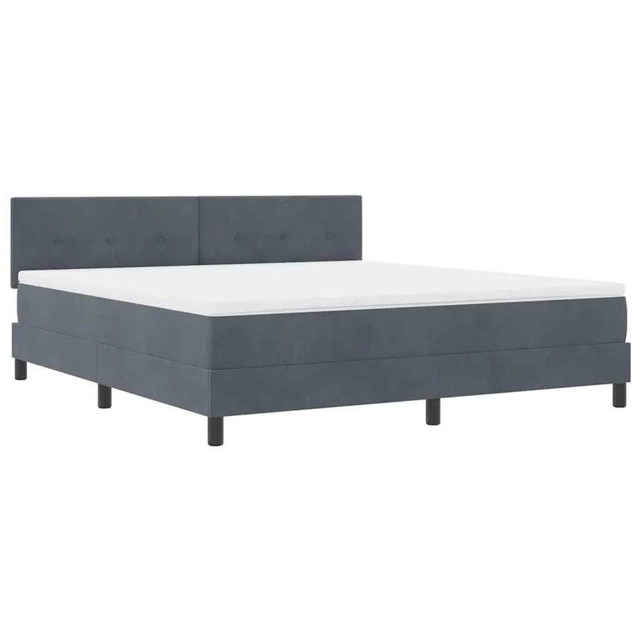 vidaXL LED Boxspringbett mit Matratze in Dunkelgrau aus Samt, B/T/H: 180 x 200 x 183 cm - Bild 2
