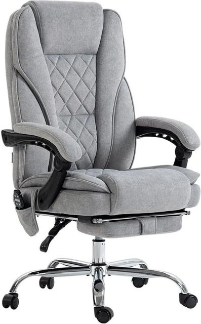 Vinsetto Bürostuhl mit Massagefunktion in Grau aus Polyester und Samtimitat mit Stahlgestell, B/T/H: 67 x 72 x 111-119 cm - Bild 1