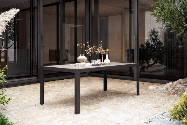 OUTFLEXX Darwin Esstisch aus Aluminium und Glaskeramik in Anthrazit/Grau, B/T: 200 x 100 cm - Bild 1